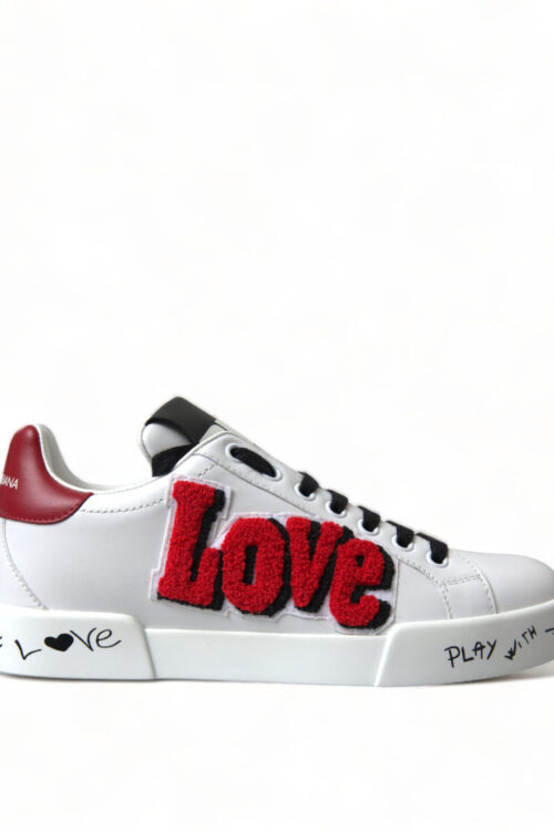 Dolce & Gabbana Chic White Portofino Leather Sneakers