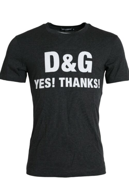 Dolce & Gabbana Gray Logo Print Crewneck Short Sleeve T-shirt
