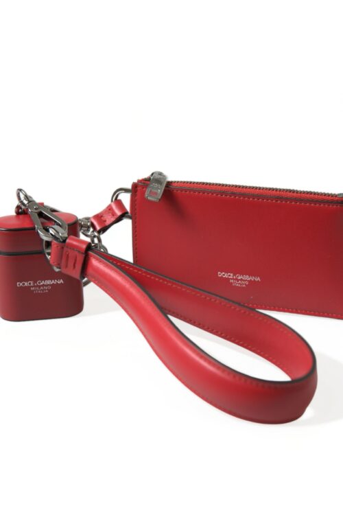 Dolce & Gabbana Elegant Red Leather Airpods Case