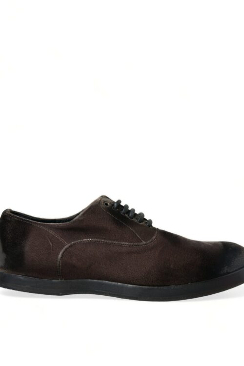 Dolce & Gabbana Elegant Brown Velvet Oxford Lace-up Shoes