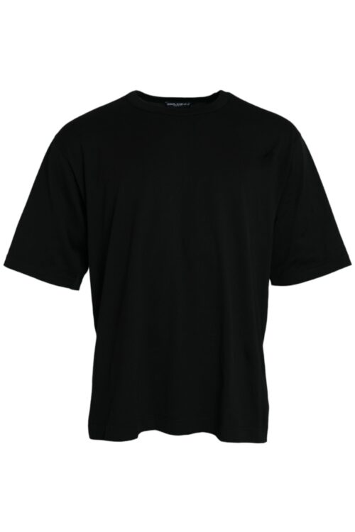 Dolce & Gabbana Black Logo Embossed Crew Neck Short Sleeves T-shirt