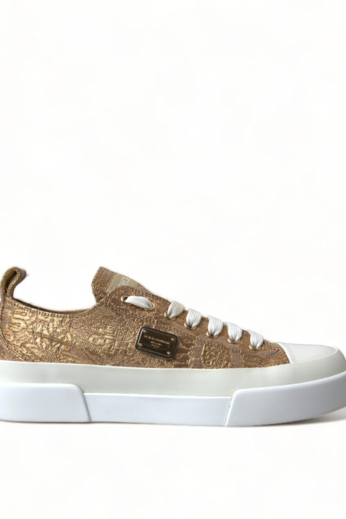 Dolce & Gabbana Elegant Gold Low-Top Sneakers – Chic Comfort Footwear