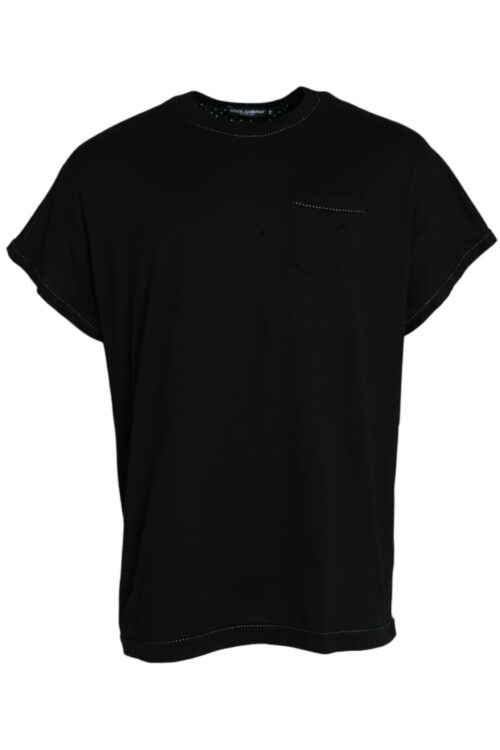 Dolce & Gabbana Black Cotton Round Neck Short Sleeve T-shirt