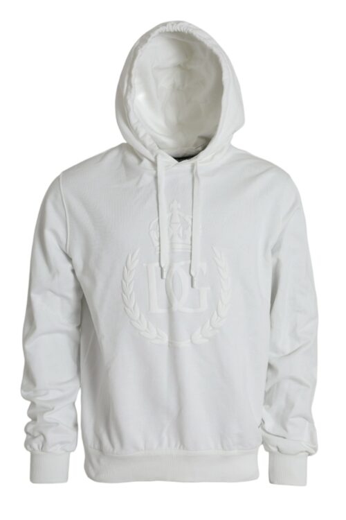 Dolce & Gabbana White Cotton Hooded Pullover Sweatshirt Sweater