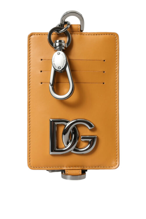 Dolce & Gabbana Elegant Orange Calf Leather Card Holder