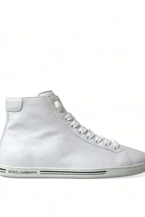 Dolce & Gabbana Elegant White Leather High Top Sneakers