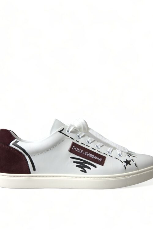 Dolce & Gabbana Exclusive White Bordeaux Low Top Sneakers