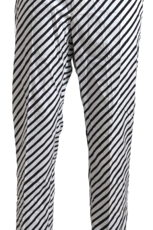 Dolce & Gabbana Elegant Black & White Striped Cotton Pants