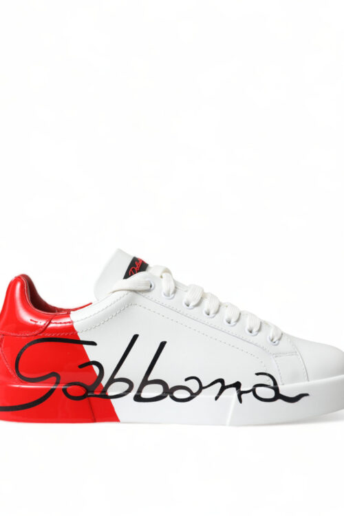 Dolce & Gabbana Chic Red and White Leather Sneakers