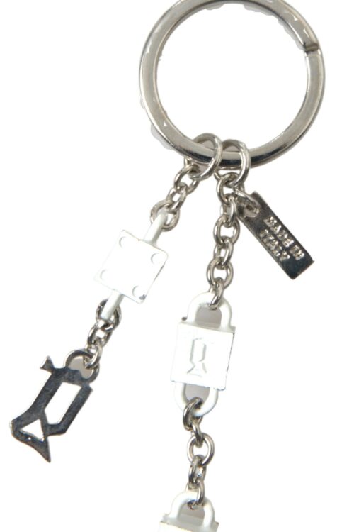Dolce & Gabbana Silver Brass Logo Charm Keychain