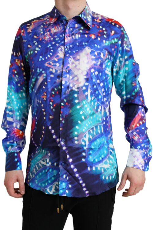 Dolce & Gabbana Purple Luminarie Silk Slim MARTINI Shirt
