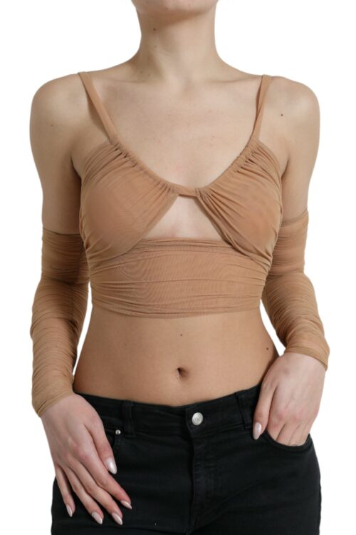 Dolce & Gabbana Elegant Brown Cropped Long Sleeve Top