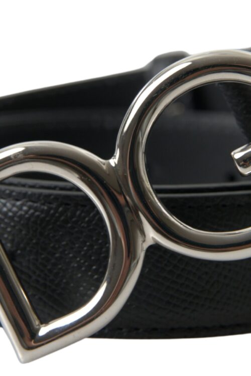 Dolce & Gabbana Elegant Black Leather Belt with Metal Buckle