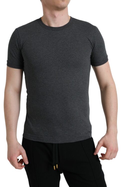 Dolce & Gabbana Elegant Dark Gray Crew Neck Tee