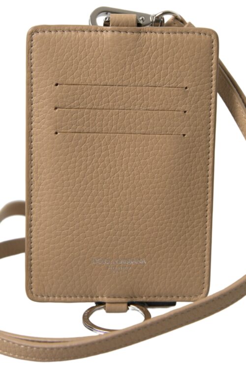 Dolce & Gabbana Elegant Beige Leather Cardholder Wallet