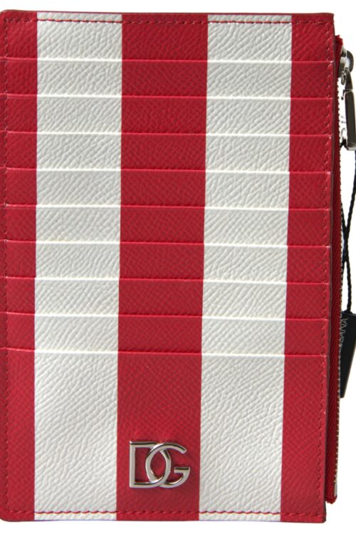 Dolce & Gabbana Elegant Striped Leather Card Holder