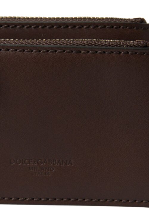 Dolce & Gabbana Elegant Brown Leather Coin Purse Wallet