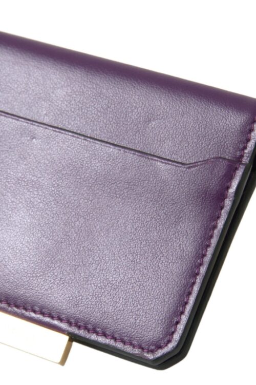 Dolce & Gabbana Purple Leather French Flap Wallet