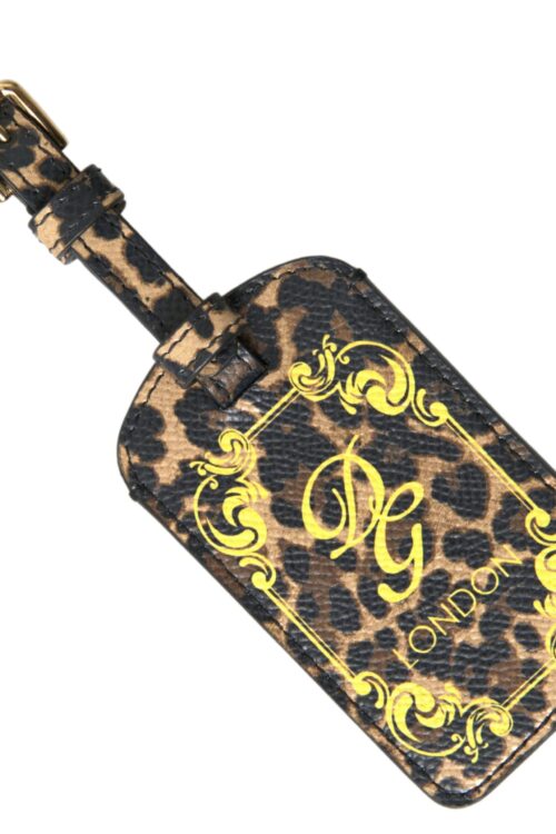 Dolce & Gabbana Elegant Leopard Leather Luggage Tag