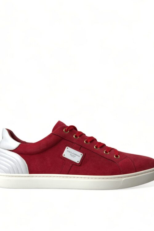 Dolce & Gabbana Elegant Red & White Low Top Sneakers