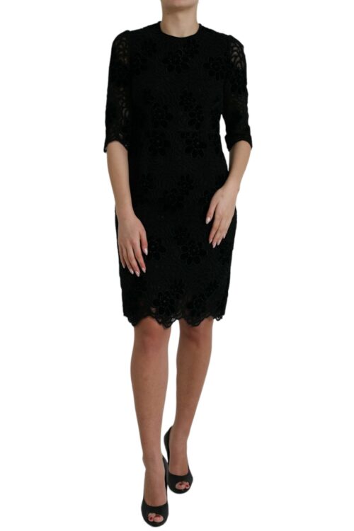 Dolce & Gabbana Elegant Floral Lace Sheath Dress