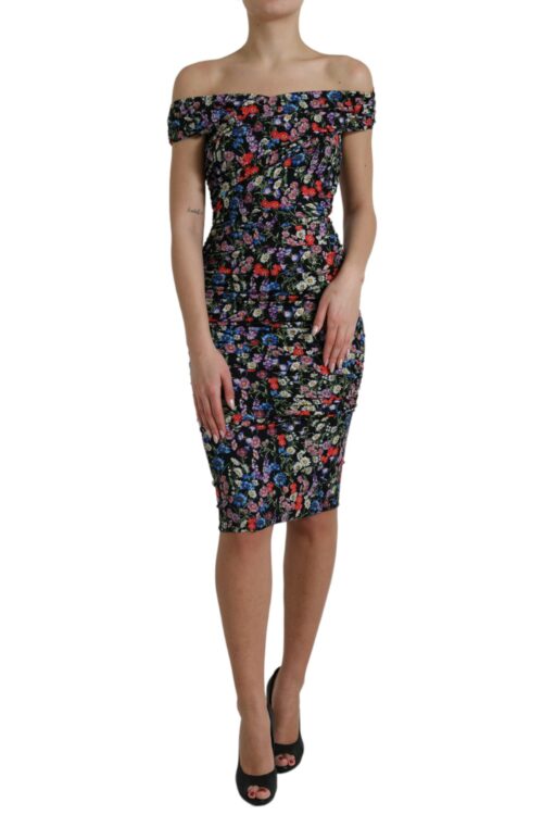 Dolce & Gabbana Elegant Floral Sheath Off Shoulder Dress