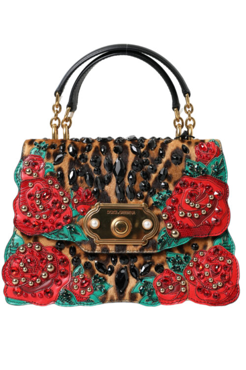 Dolce & Gabbana Chic Leopard Embellished Tote with Red Roses!