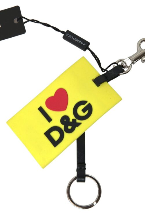 Dolce & Gabbana Chic Yellow Keyring with Logo Hardware