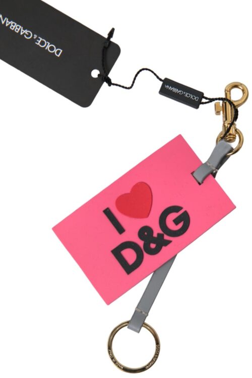 Dolce & Gabbana Chic Pink Leather-Trimmed Keychain