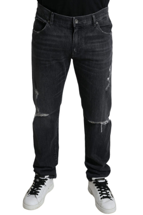 Dolce & Gabbana Elegant Slim Fit Tattered Denim Jeans