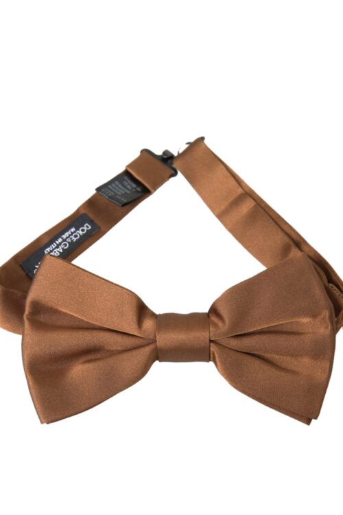 Dolce & Gabbana Brown Silk Adjustable Neck Men Bow Tie