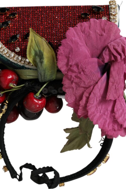 Dolce & Gabbana Red Watermelon Cherry Crystal Hairband Statement Diadem