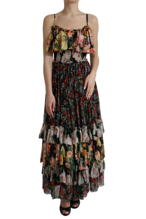 Dolce & Gabbana Vibrant Silk Floral Maxi Dress
