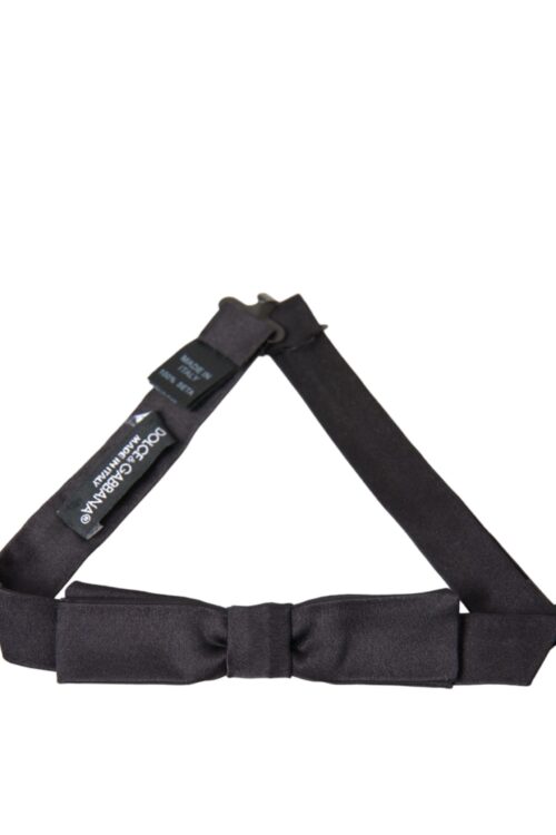Dolce & Gabbana Dark Gray Silk Adjustable Neck Men Bow Tie