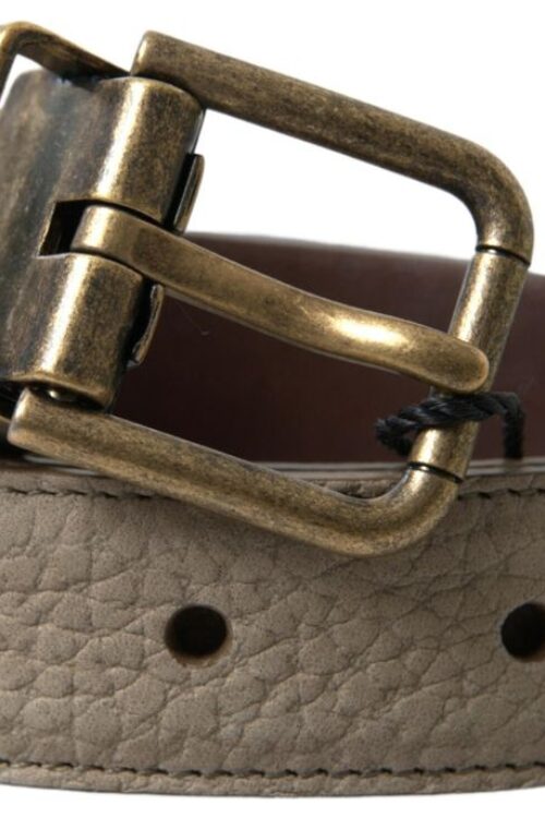 Dolce & Gabbana Elegant Beige Leather Belt with Metal Buckle
