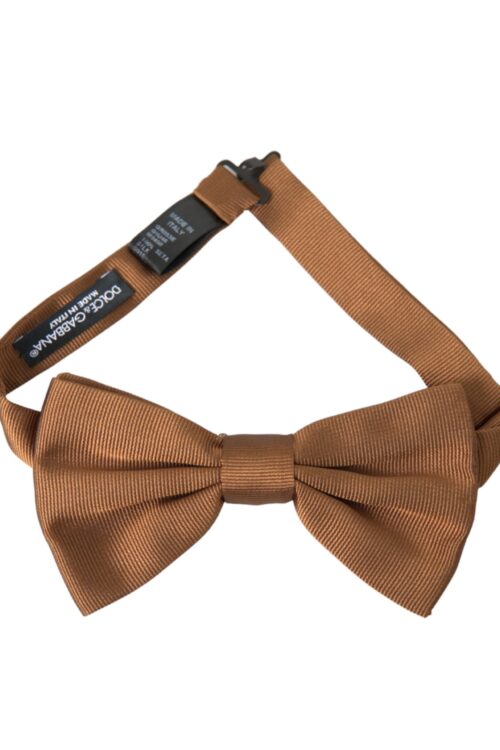 Dolce & Gabbana Brown Silk Adjustable Neck Men Bow Tie