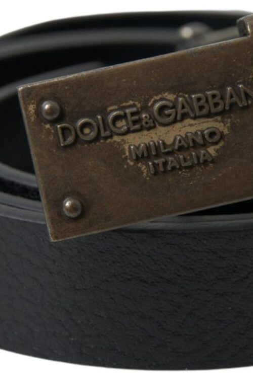 Dolce & Gabbana Elegant Black Leather Belt – Metal Buckle Closure