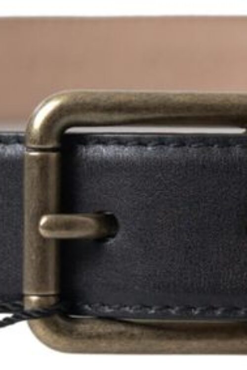 Dolce & Gabbana Elegant Black Leather Belt with Metal Buckle