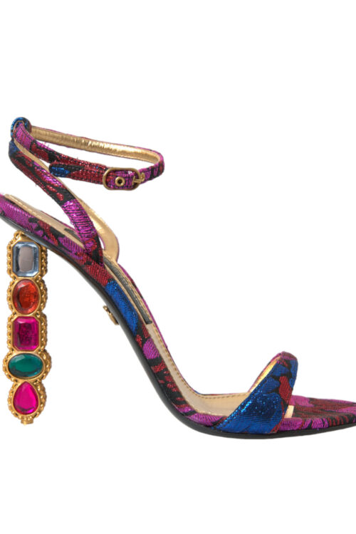 Dolce & Gabbana Multicolor Jacquard Crystals Sandals Shoes