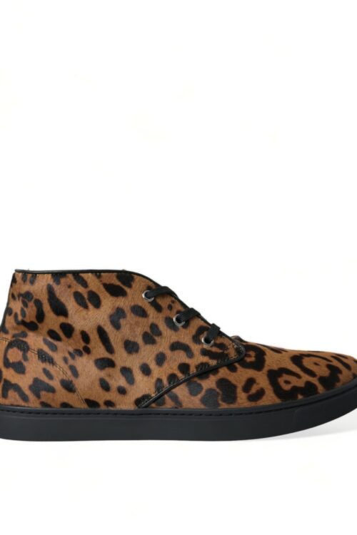 Dolce & Gabbana Elegant Leopard Print Mid-Top Sneakers
