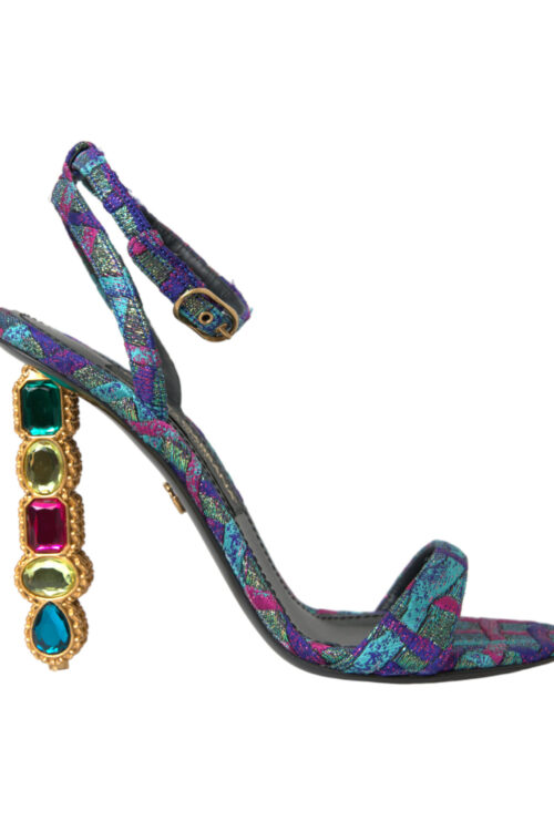 Dolce & Gabbana Multicolor Jacquard Crystals Sandals Shoes