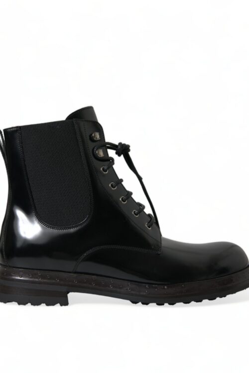 Dolce & Gabbana Elegant Black Leather Mid Calf Men’s Boots