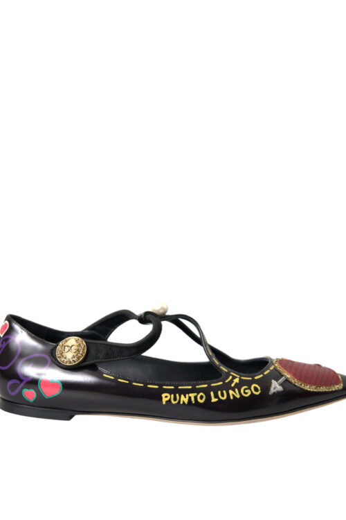 Dolce & Gabbana Black Leather Heart Embellished Loafers Shoes