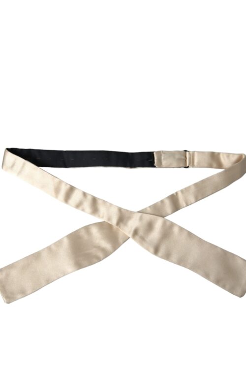 Dolce & Gabbana Beige Silk Slim Skinny Necktie Men Bow Tie