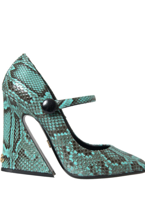 Dolce & Gabbana Aqua Python Leather Mary Jane Pumps Shoes