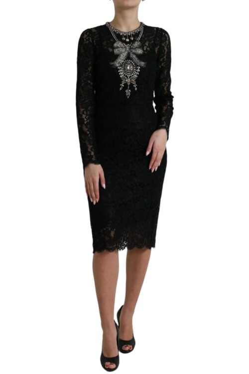 Dolce & Gabbana Elegant Crystal-Embellished Sheath Dress