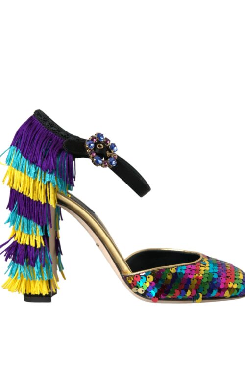 Dolce & Gabbana Multicolor Sequin Crystal Mary Jane Shoes