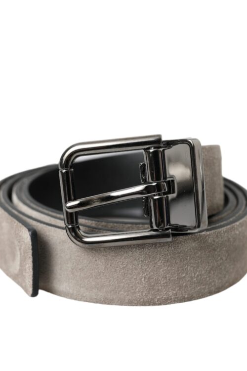 Dolce & Gabbana Beige Suede Leather Silver Metal Buckle Belt