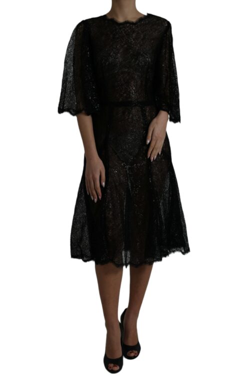 Dolce & Gabbana Elegant Floral Lace Midi Dress