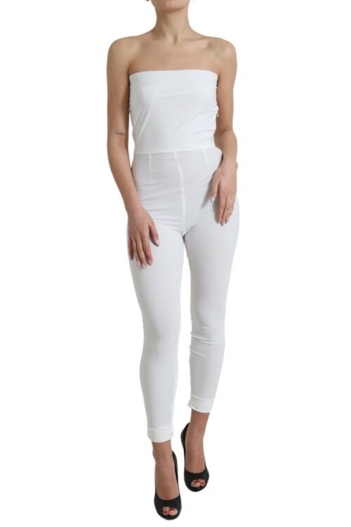 Dolce & Gabbana Elegant White Strapless Jumpsuit Dress